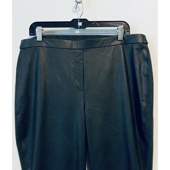 Chicos Pants Womens XL Charcoal Gray Faux Leather Front Ponte Leggings Classic - Picture 2 of 7
